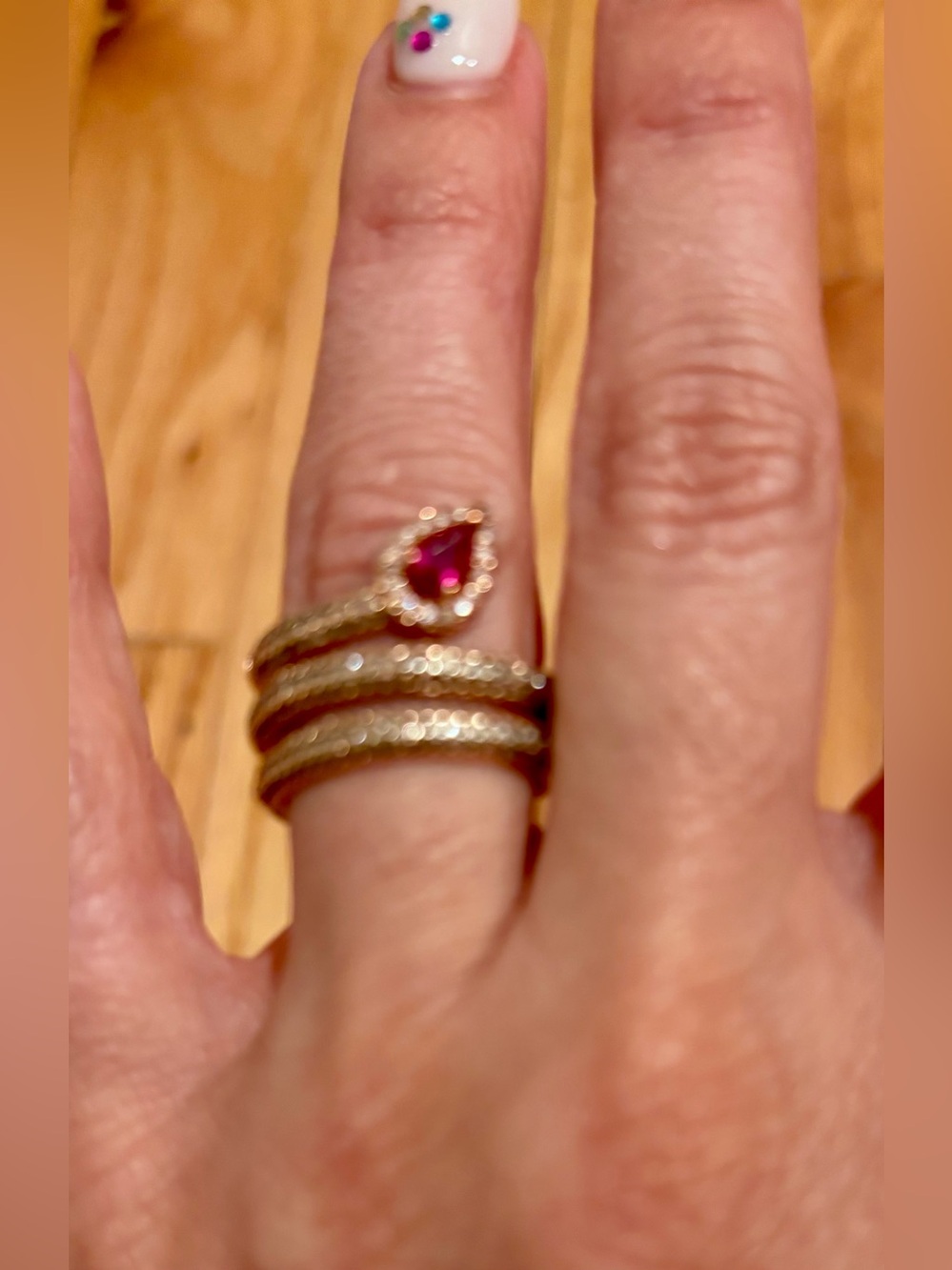 Rose Gold Ring Set with Teardrop Ruby Accent - Women Jewelry